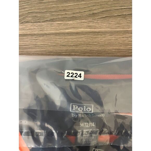 Polo Ralph Lauren Polo Long Sleeve Boys M 12/14 Stripe Orange Blue NWT - Picture 10 of 10